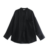 New Pocket Pendent Loose Shirt Elastic Waist Pant Suit-Outfit