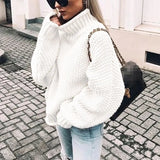 Fongt Women's WISH Turtleneck Long Sleeve Jumper Loose Casual Knit Sweater
