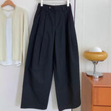 Fongt Recommendation! Trans-Empty Hammer! Temperament Black Waist Design Thin Thin Broad Leg Pants