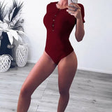 Knitted Stretchy Short Sleeve Slim Thong
