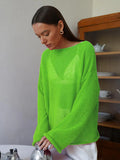 Fongt Knitted Jersey 2025 Spring And Summer New Female Perspective Thin Round Collar Horn Sleeve Knit T-Shirt