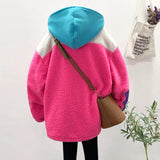 Letter Embroidered Hood Coat Lamb Wool Velvet Sweatshirt Warm Autumn and Winter Cap Jacket Student Loose