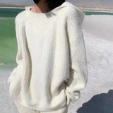 2021 New Winter Spring Women Sweaters Pullovers Hooded Minimalist Oversize Korean Style Elegant LadiesTops