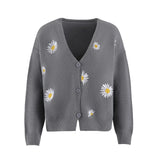 Fongt Ladies Sweater Single Breasted Qiuju Embroidered Coat Sweater Women's
