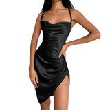 Fongt Women's Dress 2025 Women's Summer New Fashion Sexy Sling Skirt With Solid Color Dress