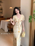 Fongt Xixi 13 Lines 2025 Summer New Elegant Temperament Printing Pure Desire High-Waist Short-Sleeved Dress 88369
