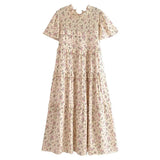 Fongt Women's New Cotton-Print T-Shirt With Loose Cake Dress 8744