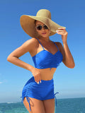 2024 New Solid Color Split Conservative Flat-Angle Trouser Trouser Trouser Side Trouser Swimsuit Swimsuit