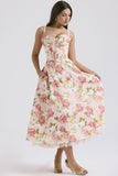 Fongt Temperament Floral Series French Summer Slings Gentle Wind Dress With Thin Floral Slings Long Skirts