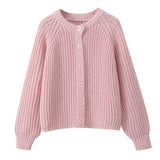 Fongt 2025 New Women's Solid-Color Casual Fashion Coarse Knit Long-Sleeved Sweater Cardigan Jacket