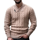 Fongt Men's Spring And Autumn Thin Knitted Shirt Collar Classic Twisting Hooded Sweater