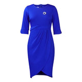 Fongt With Brooch Large-Size Women's Summer Temperament Tongle Elegant Folded Dress