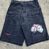 Hip-Hop Street Clothing Y2K Boxing Gloves Graphic Denim Gym Baggy Jeans Shorts-Outfit