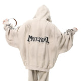 Fongt Mud Dyed Old Hooded Hoodie Sticker Oversize Couple With Open Shirt Zipper Handsome Coat