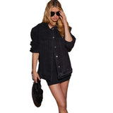 Fongt New Women's Water Wash Denim Jacket Women Casual Long-Sleeved Jacket Top
