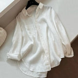 Fongt Shirt Women's Top 2025 New Feeling Light Luxury To Reduce The Age Of Chic White Cotton Linen Shirt
