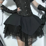 Summer Sexy Pure Black Slim Spice Girl In Irregular Skirt Spider Web Skirt-Outfit