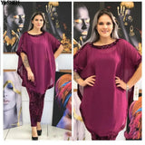 African Dresses for Women 3 Piece Set Dashiki Sequined Top Pants African Clothes Bazin Broder Riche Fashion Robe Africaine