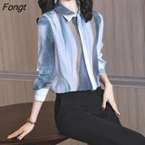 Shirt Women's 2023 New Loose Large Heavy Mulberry Silk Long Sleeve Shirt Printed Foreign Style Top Women Shirts