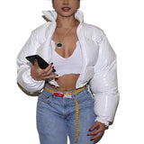 2022 Women's New Bright Noodles Bread Clothes Down Cotton Clothes Hot Style-Outfit