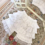 Lolita Safety Shorts Pink Girl Kawaii Lace Ruffle Cotton Underwear Tiered Pumpkin Short Pants Victorian Gothic JK Bloomers-Outfit