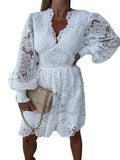 Fongt New Sexy Hollow Water-Soluble Lace Lace Temperament Commuter Dress