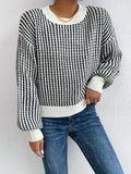 Fongt And Autumn Threaded Round-Neck Sweater Women's Jasmine Vertical Casual Knitting Top