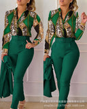 Series) 2023 Women's Red Print Shirt Pantsuit-With A Belt-Outfit