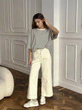 Fongt And White Striped Short-Sleeved T-Shirt Women 2025 Spring And Summer New Crash-Colored Loose Collar Casual Shirt