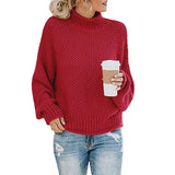 Fongt Women's WISH Turtleneck Long Sleeve Jumper Loose Casual Knit Sweater
