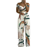 Fongt New Women's Fashion Temperament Elegant Commuter Print Broad-Legged Women's Jumpsuits