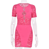 Sexy Zebra Print Cut Out Mesh Transparent Women Mini Dress for Beach Holiday Night Club Goth Party Bodycon Pencil Shorts