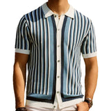 Fongt Men's Men's Striped Knits Iced Silk Knits Business And Leisure Polo