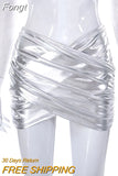 Silver Cross Skinny Mini Skirts Women Low Rise Wrap Hip Short Skirt 2023 Summer Beach Lolita Fairy Grunge