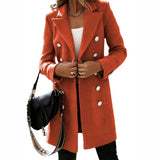 Fongt Autumn And Winter Long Sleeve Suit Collar Double Buckle Collar Buckle Coat Double Buckle Suit Collar