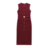 Fongt New With Belt Cuffless Sleeveless Fande Dress 3897054