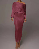 Fongt Gray Oblique Knitted Sexy Set Two-Piece