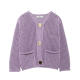 Fongt 2025 New Women's Solid-Color Casual Fashion Coarse Knit Long-Sleeved Sweater Cardigan Jacket