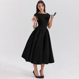 Fongt Autumn And Winter New Women's Fashion Temperament Sexy Back To Repair Solid Color Dress
