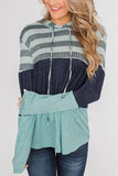 Color Block Drawstring Hooded