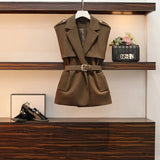 Women Autumn Winter Clothing Elegant Office Pant Suit Noted Vest Jacket Top And Pant Two Piece Set Matching