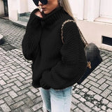 Fongt Women's WISH Turtleneck Long Sleeve Jumper Loose Casual Knit Sweater