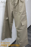 Pink Pants Cargo Pants Women Wide Leg Trousers Drawstring Hollow Out High Waist Sweatpants Solid Summer Y2k Vintage