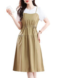 Fongt Comfortable Coloring And Fake Two Dresses 2025 Summer New Casual Comfortable Stitching Design Dress