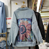 Streetwear Fashion Sequins Patch Design Holes Denim