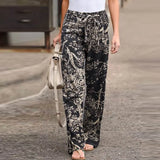 Simple Comfortable Elastic Waist Linen Trousers