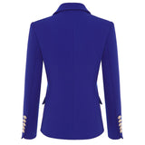 QUALITY Classic Ladies Career Jacket Slim Fitting Double Breasted Lapel Blazer Royal Blue