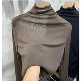 Fongt Anti-Hook Silk Half High Collar Wood Ear Mesh Bottom Shirt Spring New Women's Thin Inside Jacket Female-Outfit