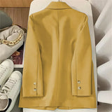 Fongt Jacket Female Spring New Korean Version Classic Two Buckle Temperament Lemon Color Loose Casual Web Celebrity Small Suit-Outfit
