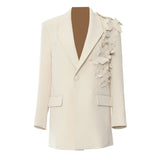 Fongt New Overweight Worker Butterfly Burning Flowers Loose-Render Version Of The Blazer Top 1747